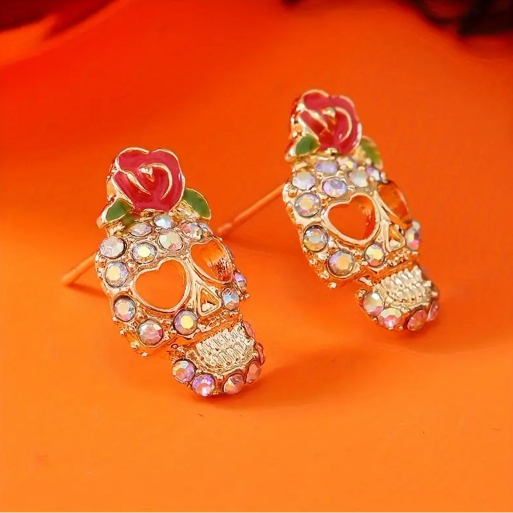 Rose Flower Skull Jewelry-Very Betsy Johnson!